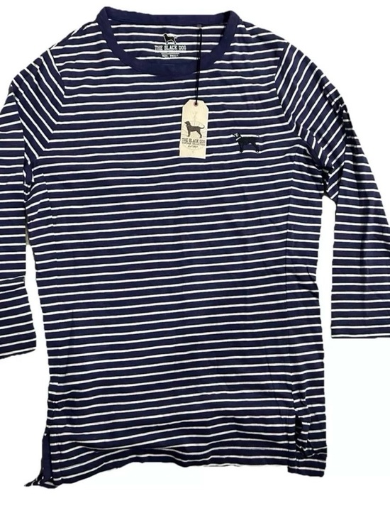 The Black Dog Tops - NWT Women’s The Black Dog Navy Blue And White Tunic Length Shirt Size Small